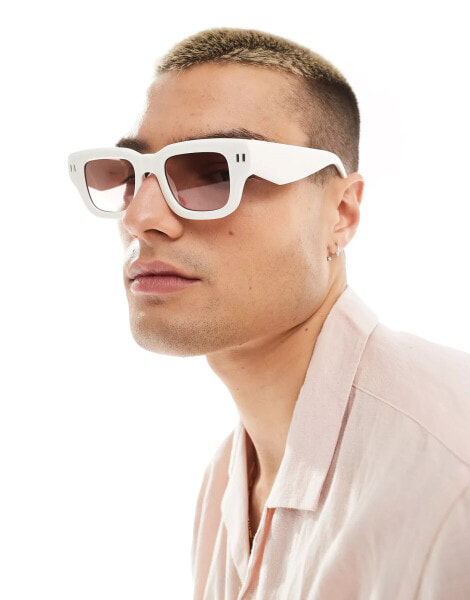 ASOS DESIGN square sunglasses in white