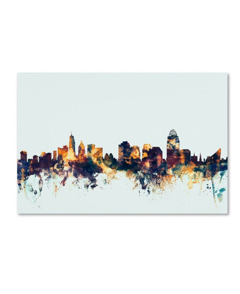 Michael Tompsett 'Cincinnati Ohio Skyline Blue' Canvas Art - 22" x 32"