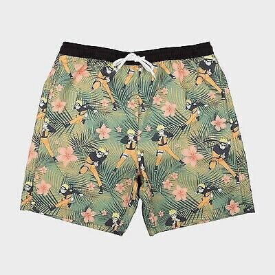 Men's Naruto 8.5" Elastic Waist Swim Shorts - Olive Green S