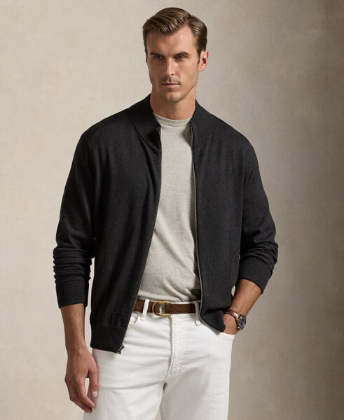 Men's Big & Tall Hybrid Full-Zip Mockneck Sweater