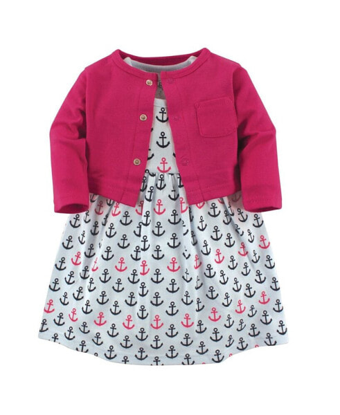 Baby Girls Baby Dress and Cardigan 2pc Set, Anchors