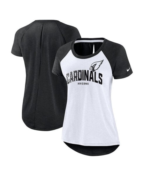 Women's White, Heather Black Arizona Cardinals Back Cutout Raglan T-shirt