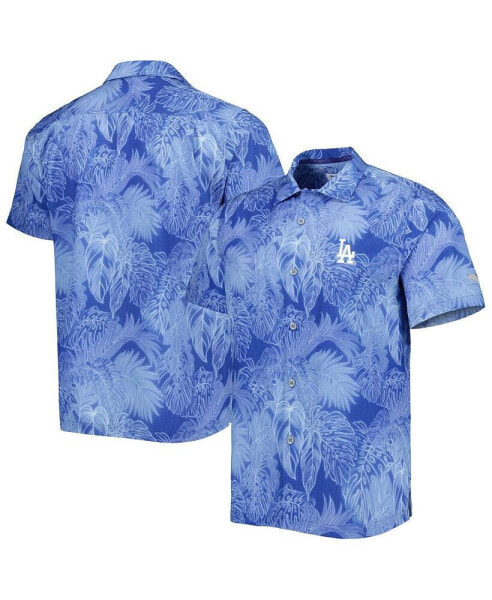 Men's Royal Los Angeles Dodgers Bahama Coast Luminescent Fronds IslandZone Button-Up Camp Shirt