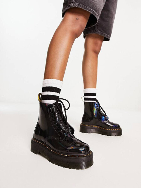 Dr Martens Sinclair flatform boots in black rainbow