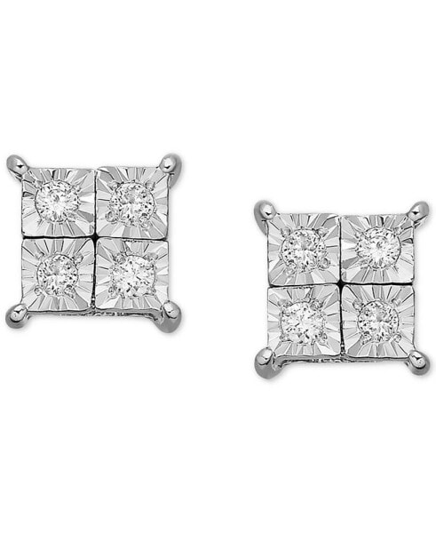 Diamond Accent Square Earrings in 14k White Gold