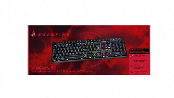 Surefire KingPin X2 Kabelgebunden USB Gaming-Tastatur Italienisch QWERTY Schwarz Beleuchtet