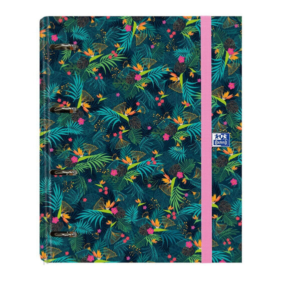 OXFORD HAMELIN Binder 4 Rings With Replacement And Rubber Oxford Blossom Collection A4+ Extra -Launch Cover With Replacement 100 Sheets 5X5 Design