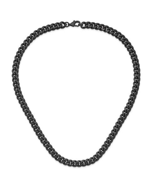 Stainless Steel Brushed Black IP-plated 10mm Curb Necklace