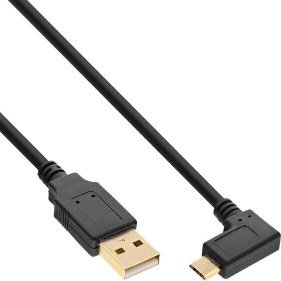 InLine Micro USB 2.0 Cable USB Type A male / Micro-B male - angled - black - 2m
