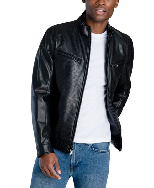 Куртка мужская Michael Kors из перфорированной искусственной кожи, созданная для Macy's