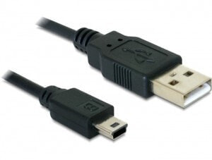 Delock USB 2.0-A / USB mini-B 5pin - 0.70m, 0.70 m, USB A, Mini-USB B, Male/Male, Black