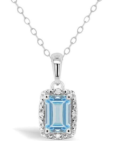 Macy's opal (1/3 ct. t.w..) and Diamond Accent Pendant Necklace in Sterling Silver (Also Available in Aquamarine)