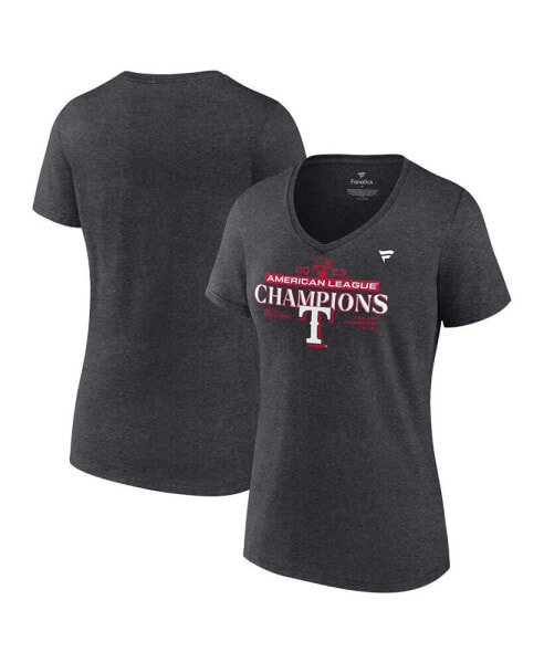 Women's Heather Charcoal Texas Rangers 2023 American League Champions Locker Room V-Neck T-shirt
