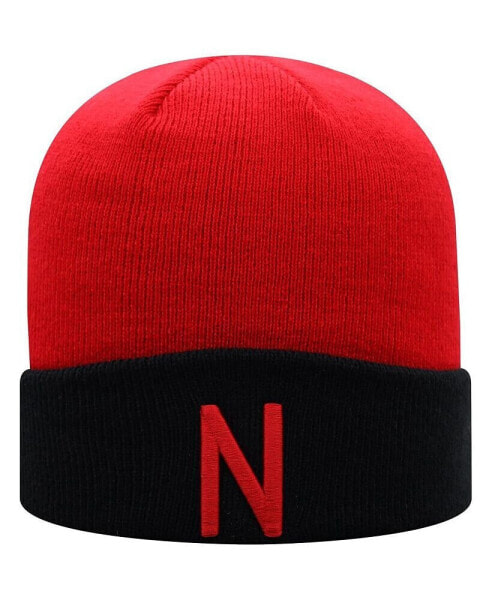Men's Scarlet and Black Nebraska Huskers Core 2-Tone Cuffed Knit Hat