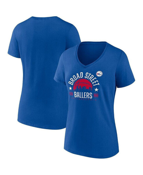 Women's Royal Philadelphia 76ers Hometown Collection Broad Street Ballers V-Neck T-shirt