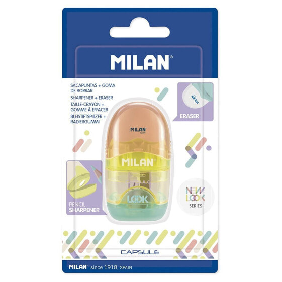 MILAN Blister Pack Capsule Eraser With Pencil Sharpener New Look Series