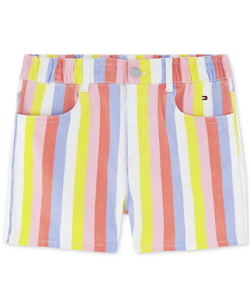 Little Girls Striped Denim Shorts