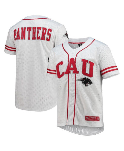 Men's White, Red Clark Atlanta University Panthers Free Spirited Baseball Jersey