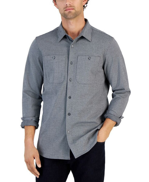 Men's Classic Fit Striped Button-Front Two-Pocket Shirt