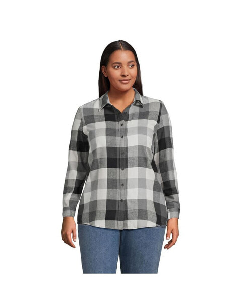 Plus Size Flannel Boyfriend Fit Long Sleeve Shirt