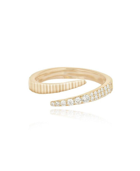 AJ by ALEV Fluted Swirl Gold and White Topaz Ring