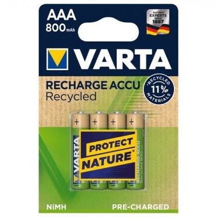 Аккумулятор VARTA Akku Recharge Recycled AAA HR03 800mAh 4St Micro.