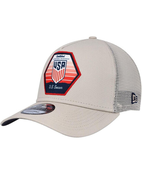 Men's Khaki USMNT Established Patch 9FORTY A-Frame Trucker Adjustable Hat