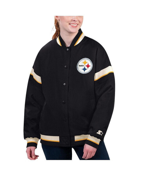 Куртка толстовка Starter женская черная Pittsburgh Steelers Tournament Full-Snap Varsity