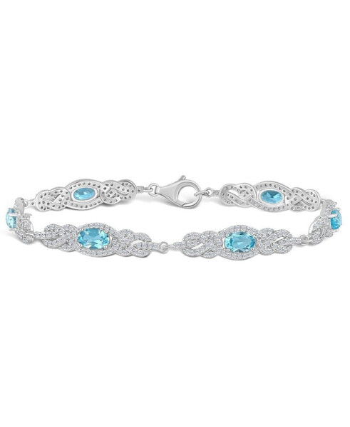 Sky Blue Topaz (3 2/5 ct. t.w.) and White Topaz (2 1/10 ct. t.w.) Bracelet in Sterling Silver