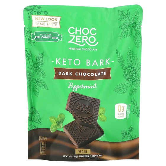 Шоколадная плитка ChocZero Темный шоколад с морской солью, Keto Bark Арахис, без сахара, 6 батончиков, 1 унция каждый
