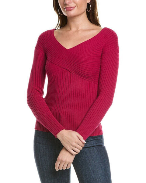 Женский свитер BCBGMAXAZRIA с ребристым узором, красный, размер XXS