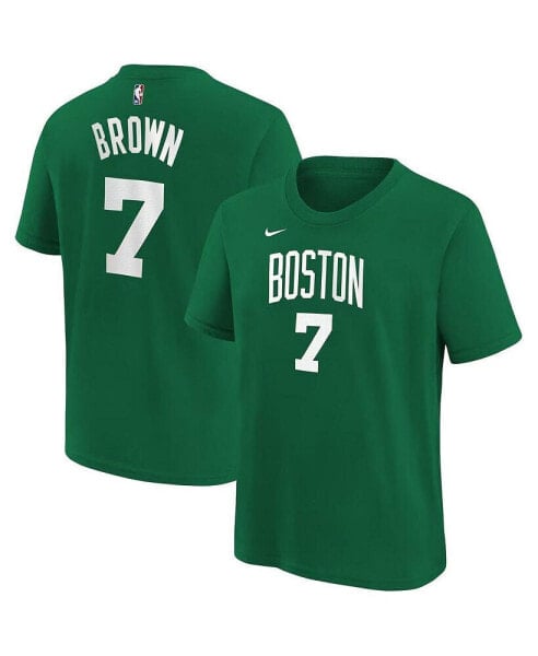 Big Boys and Girls Jaylen Brown Kelly Green Boston Celtics Icon Name Number T-Shirt