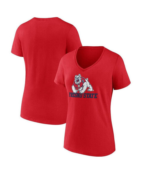 Women's Red Fresno State Bulldogs Evergreen Campus V-Neck T-shirt
