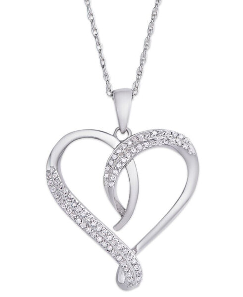 Macy's diamond 1/4 ct. t.w. Heart Pendant Necklace in Sterling Silver