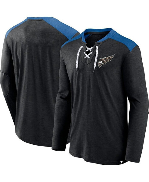 Men's Black Washington Capitals Special Edition 2.0 Long Sleeve Lace-Up T-shirt