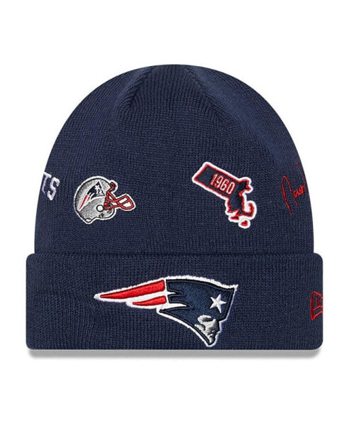 Big Boys and Girls Navy New England Patriots Identity Cuffed Knit Hat