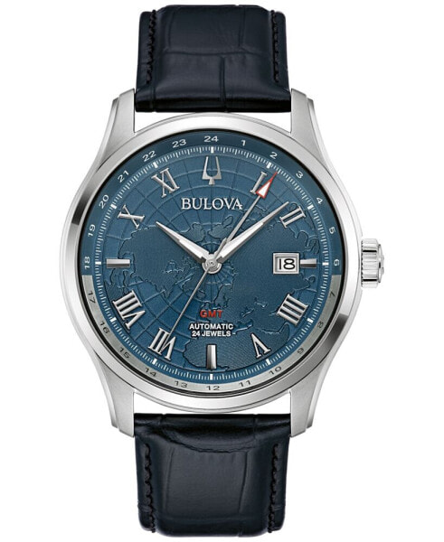 Часы Bulova Wilton GMT черн кожа 43mm