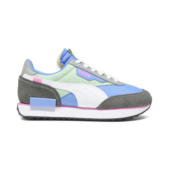 Puma Future Rider Play On Lace Up Womens Blue, Green, Grey Sneakers Casual Shoe