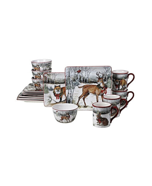 Winter Forest 16 Piece Dinnerware