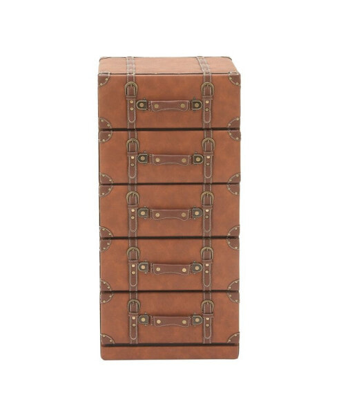 Faux Leather and Wood Traditional Chest