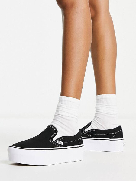 Vans Slip On stackform trainers in black and white
