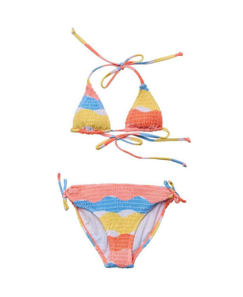 Toddler, Child Girls Good Vibes Triangle Shirred Bikini