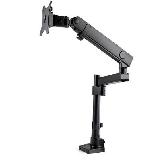 Desk Mount Monitor Arm with 2x USB 3.0 ports - Pole Mount Full Motion Single Arm Monitor Mount for up to 34" VESA Display - Ergonomic Articulating Arm - Desk Clamp/Grommet - Clamp - 8 kg - 43.2 cm (17") - 86.4 cm (34") - 100 x 100 mm - Black