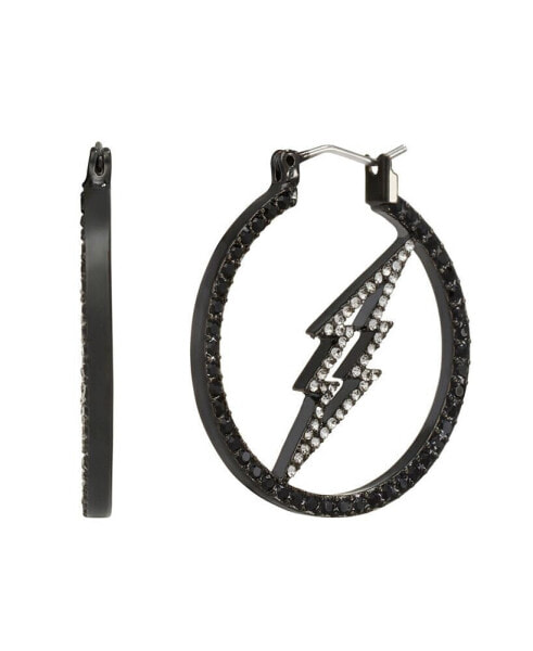 Pave Lightning Bolt Hoop Earrings