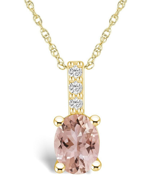 Morganite (1-1/7 Ct. T.W.) and Diamond Accent Pendant Necklace in 14K Yellow Gold