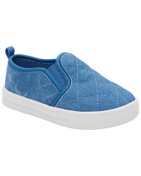 Kid Quilted Chambray Pull-On Sneakers 2Y