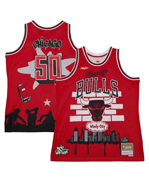 Men's x Tats Cru Red Chicago Bulls Hardwood Classics Fashion Jersey