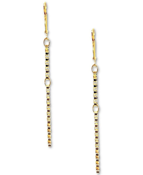Gold-Tone Box Link Chain Linear Drop Earrings