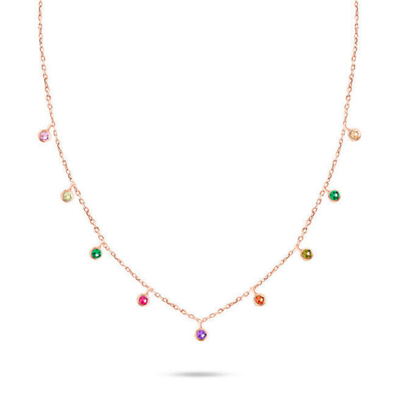 Bronze necklace with colored zircons NCL60R