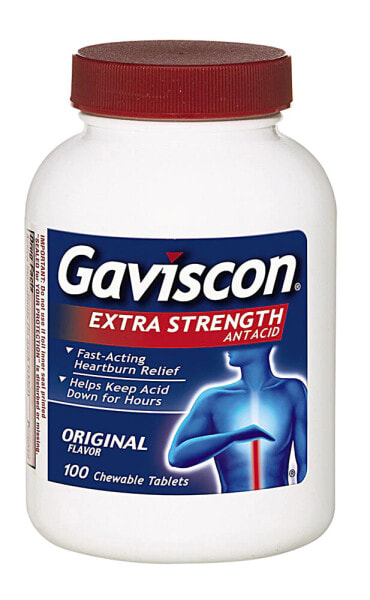 Gaviscon Extra Strength Antacid Original Антацид для быстрого облегчения изжоги 100  жевательные таблетки